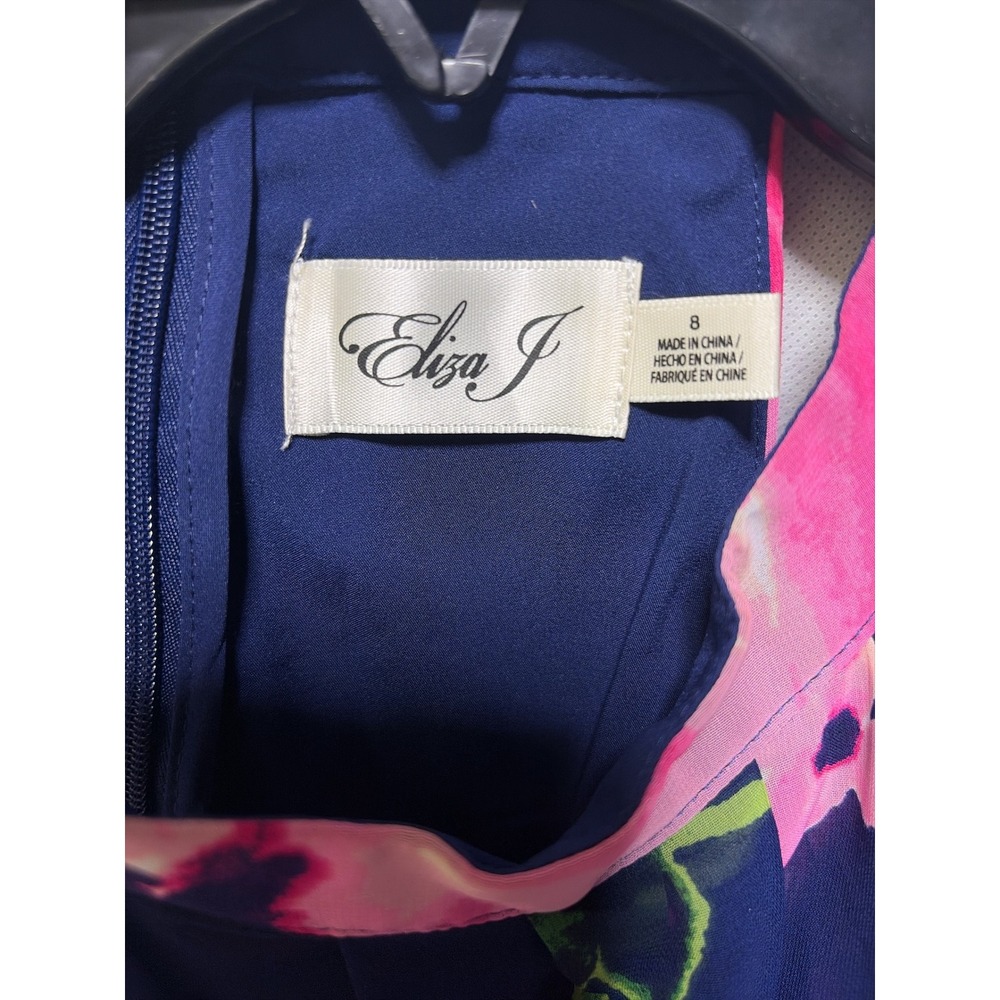 Eliza‎ J Maxi Dress Halter High Low Floral Pink Navy Sz 8 - Picture 4 of 8